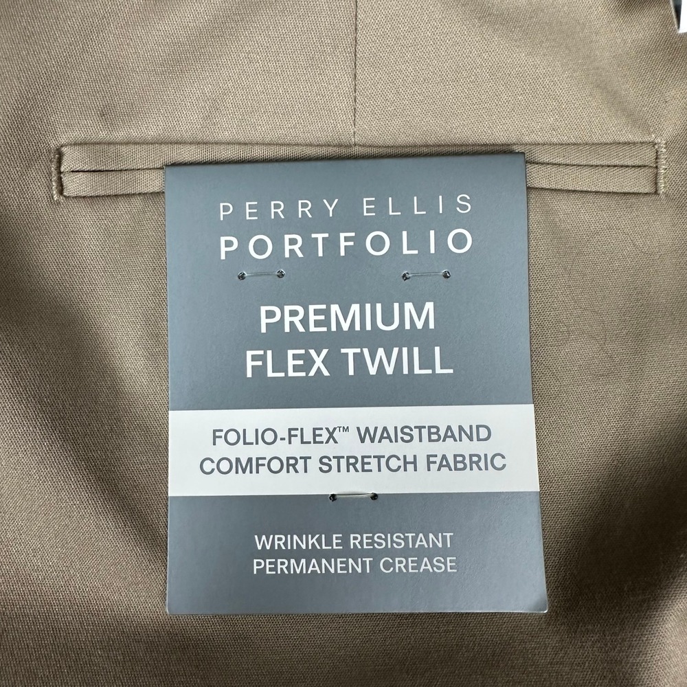 Perry Ellis Slacks Mens 38x30 Antelope Portfolio Premium Flex Twill Relaxed NWT - Picture 10 of 16